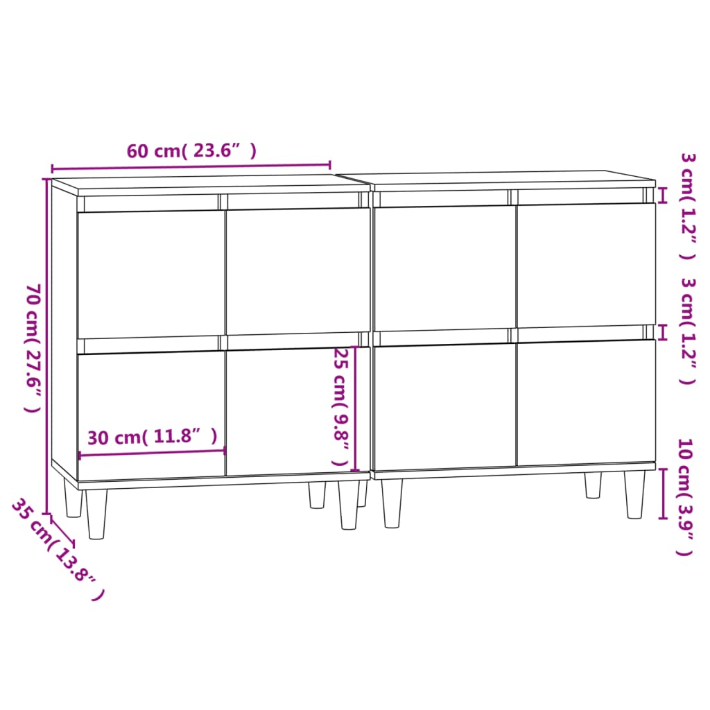 vidaXL Příborníky 2 ks dub sonoma 60 x 35 x 70 cm kompozitní dřevo