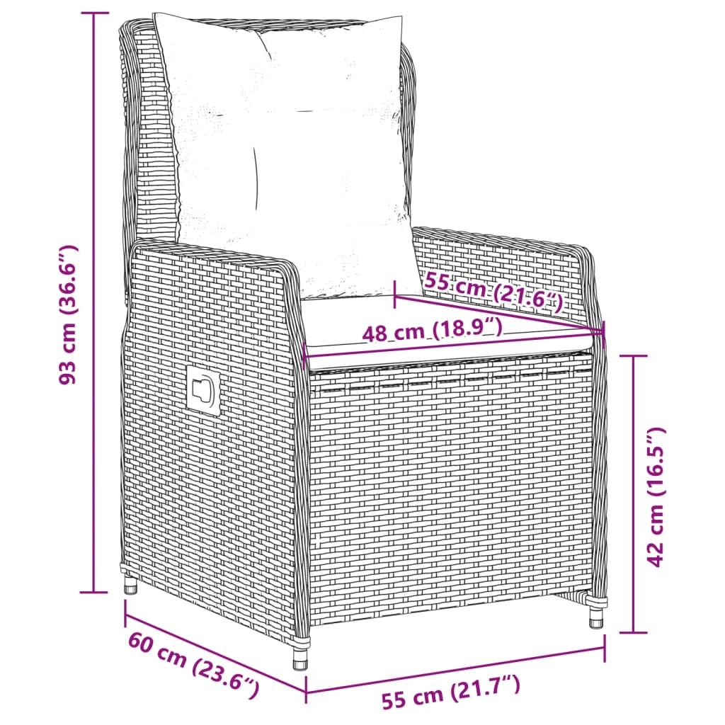 vidaXL 3dílný bistro set s poduškami šedý polyratan