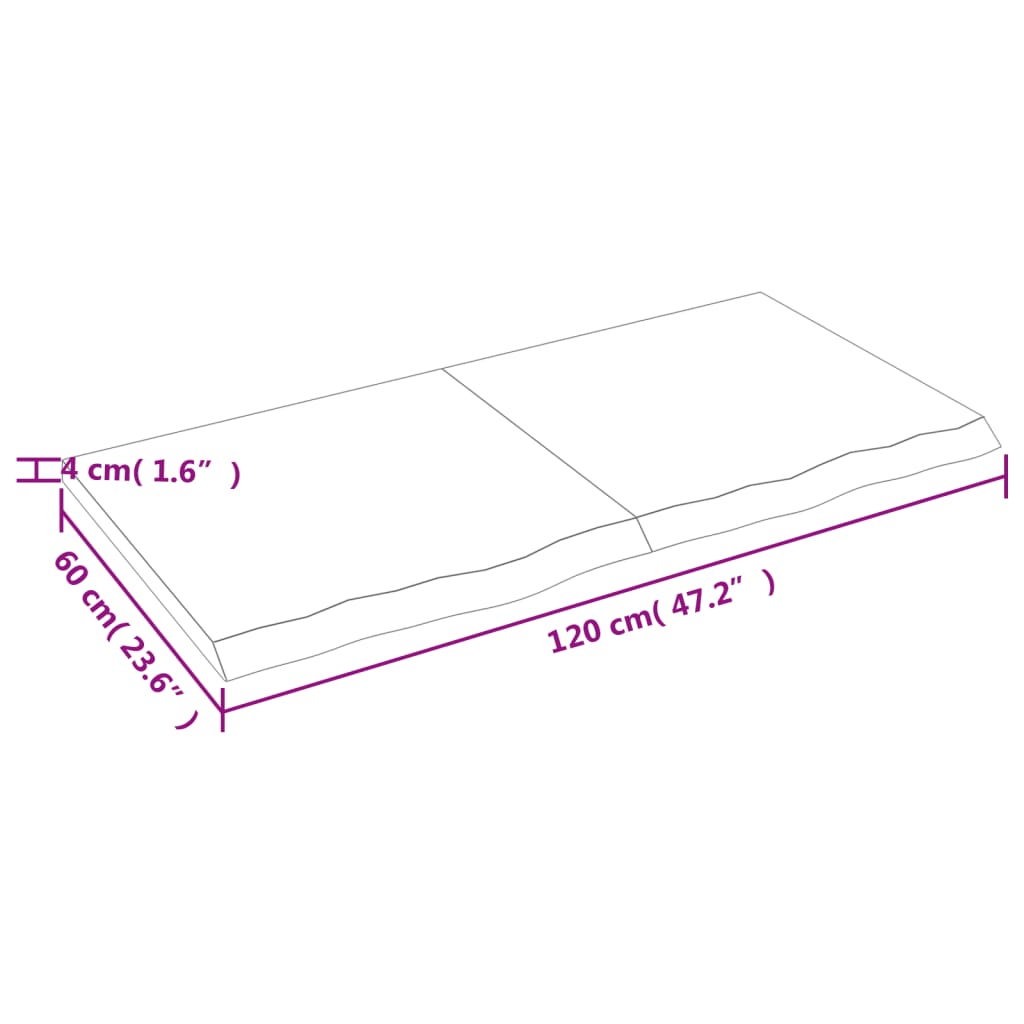 vidaXL Stolní deska světle hnědá 120x60x(2-4)cm ošetřený masivní dub