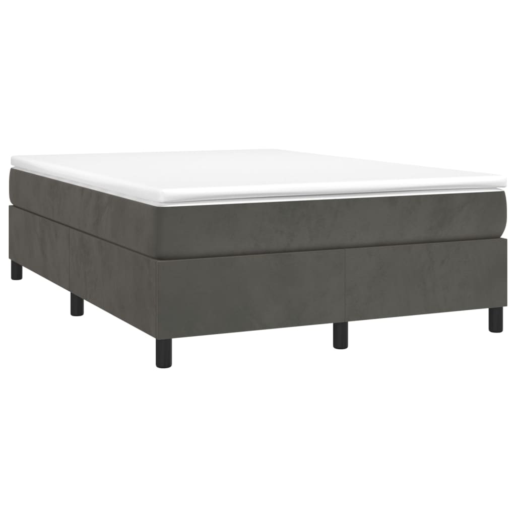 vidaXL Box spring postel s matrací tmavě šedá 140x200 cm samet