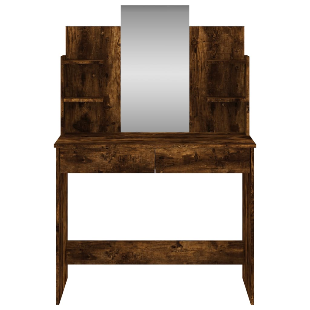 vidaXL Toaletní stolek se zrcadlem kouřový dub 96 x 39 x 142 cm