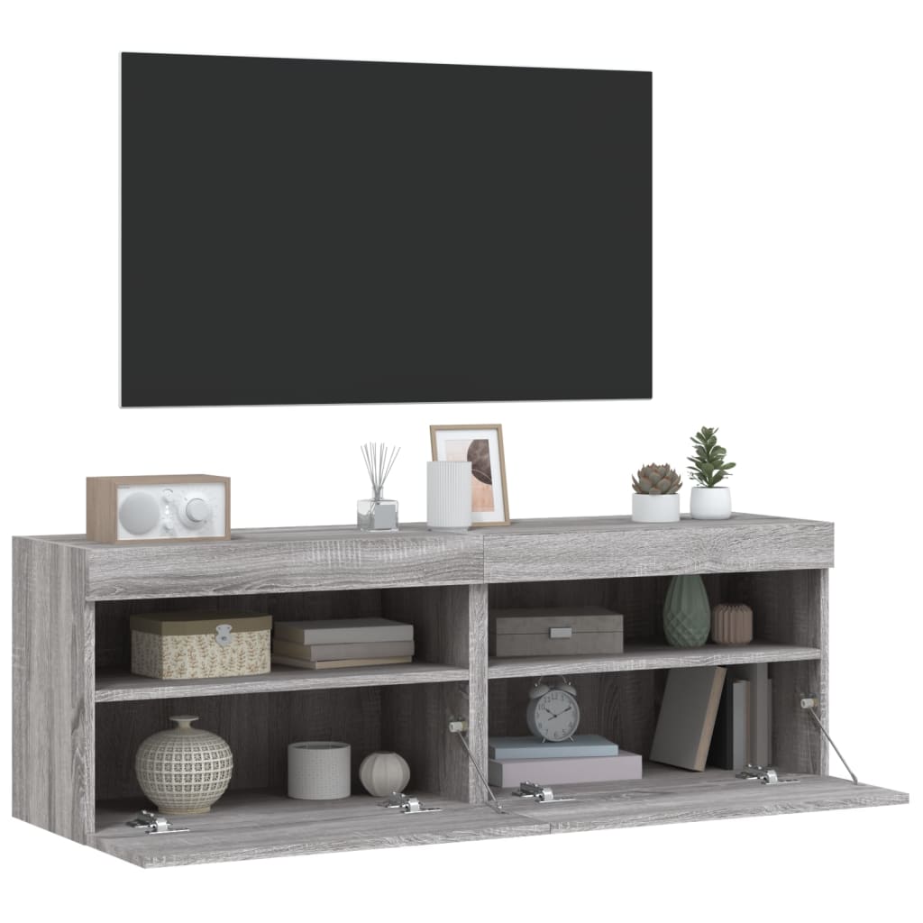 vidaXL Nástěnné TV skříňky s LED 2 ks šedé sonoma 60 x 30 x 40 cm