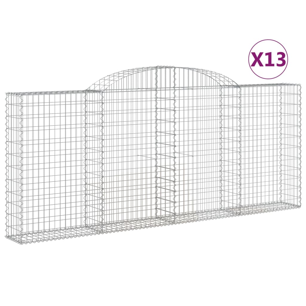 vidaXL Klenuté gabionové koše 13ks 300x30x120/140cm pozinkované železo