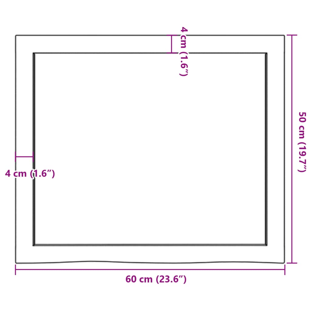 vidaXL Koupelnová deska tmavě hnědá 60x50x(2-6) cm ošetřený masiv