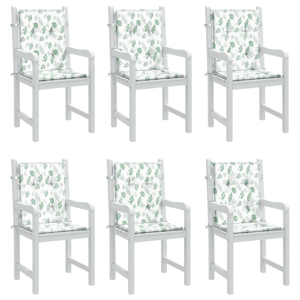 vidaXL Podušky na židli s nízkým opěradlem 6 ks vzor listů textil