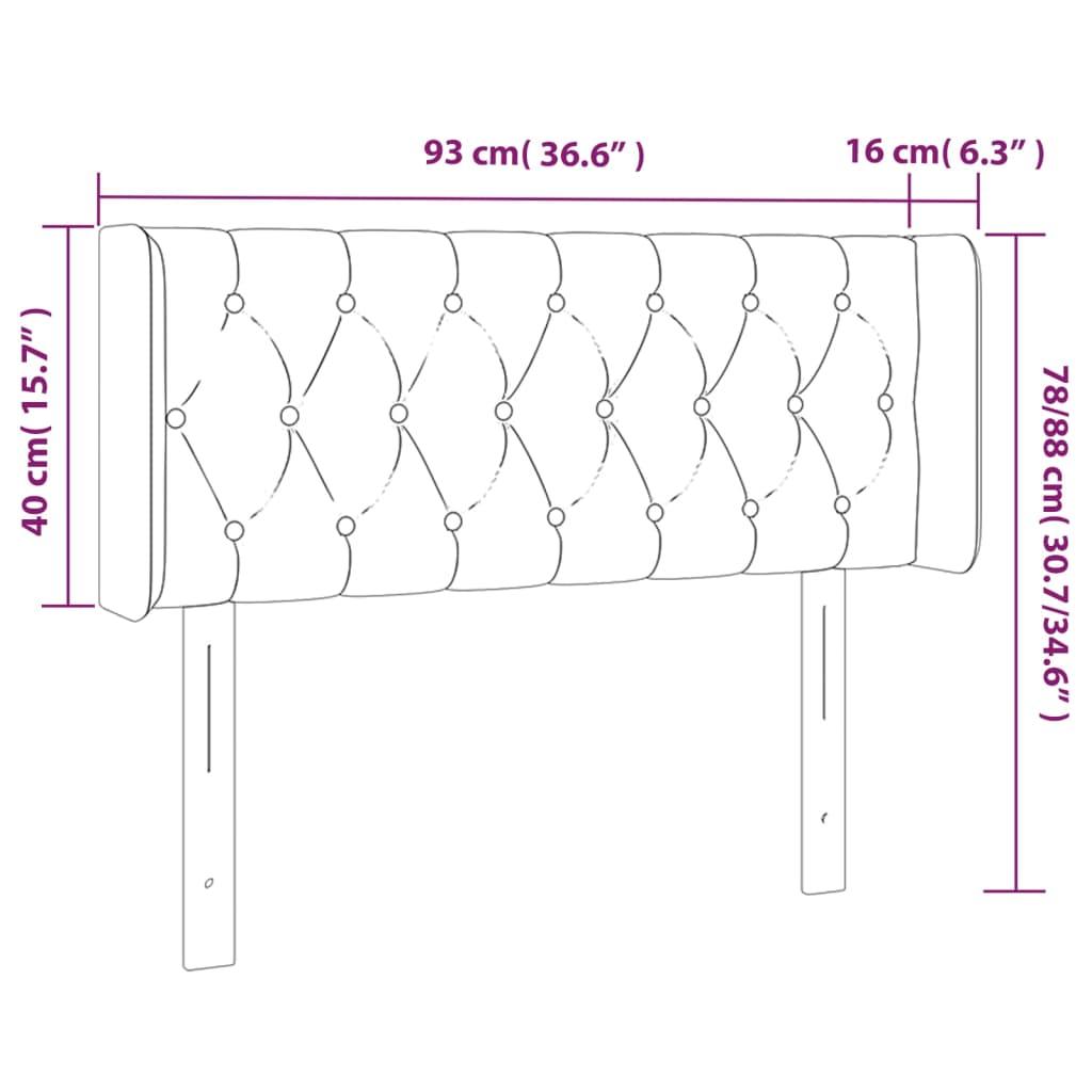 vidaXL Čelo postele s LED tmavě hnědé 93 x 16 x 78/88 cm textil