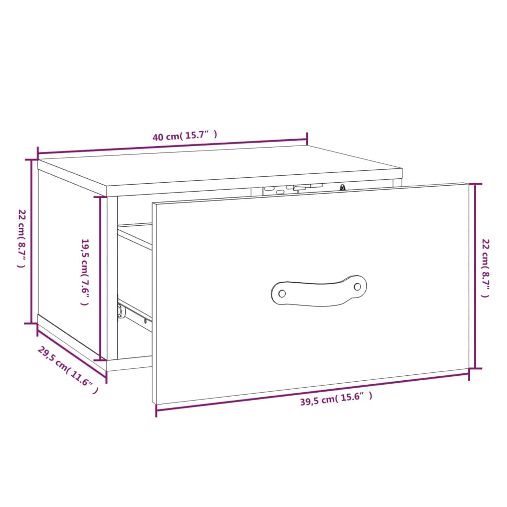 vidaXL Nástěnné noční stolky 2 ks 40 x 29,5 x 22 cm