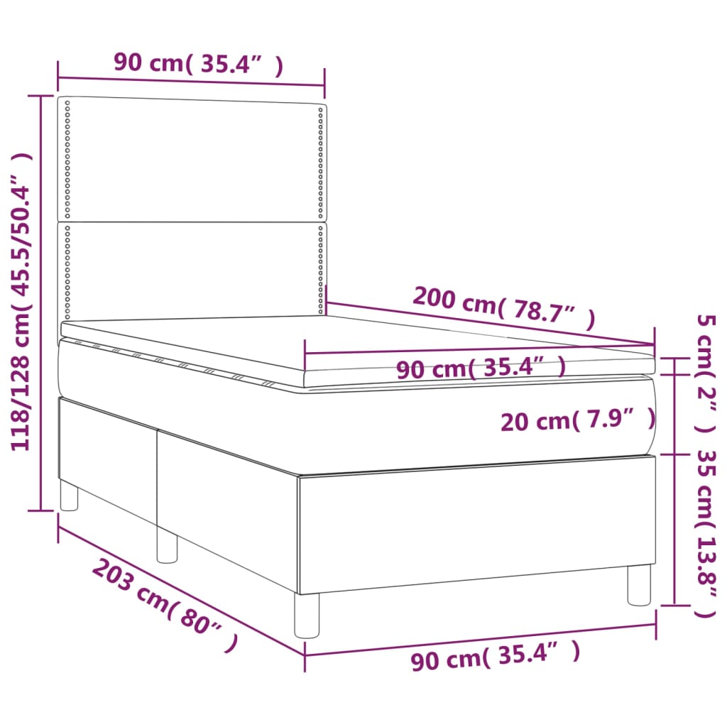 vidaXL Box spring postel s matrací černá 90x200 cm textil