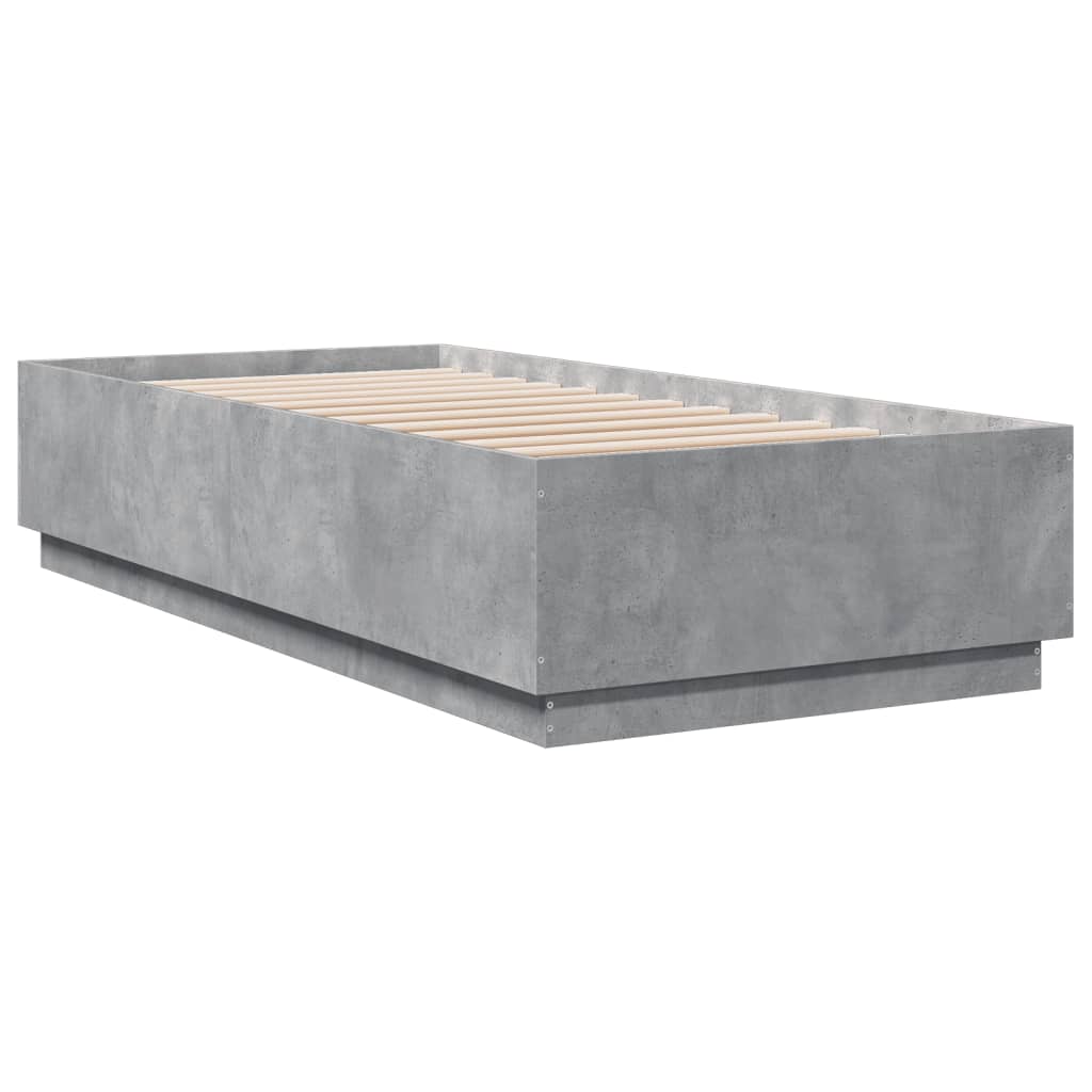 vidaXL Rám postele s LED osvětlením betonově šedý 100x200 cm kompozit