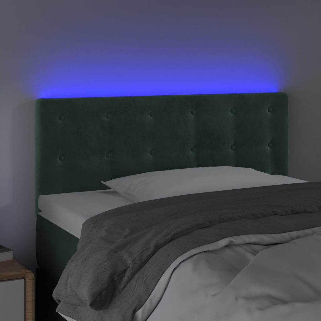 vidaXL Čelo postele s LED tmavě zelené 80 x 5 x 78/88 cm samet