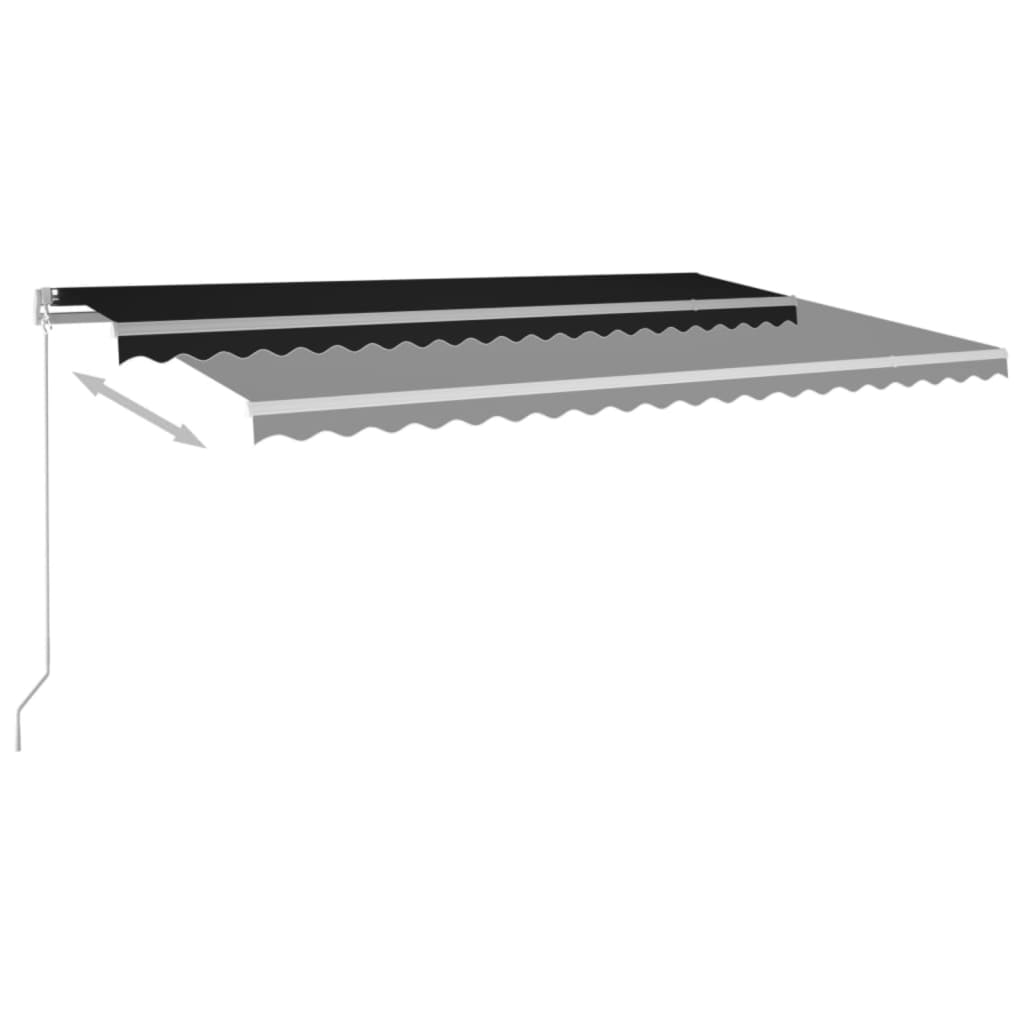 vidaXL Ručně zatahovací markýza s LED světlem 500 x 350 cm antracitová