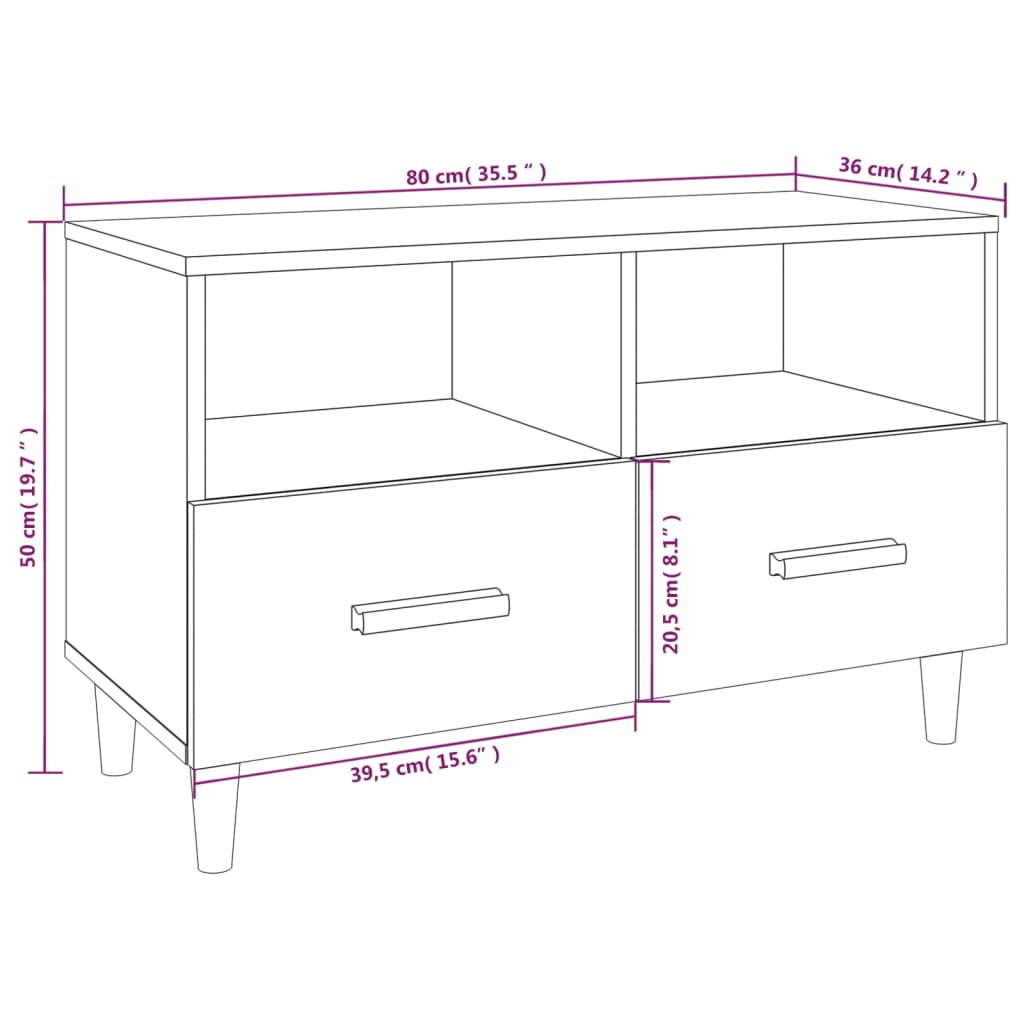 vidaXL TV skříňka šedá sonoma 80 x 36 x 50 cm kompozitní dřevo