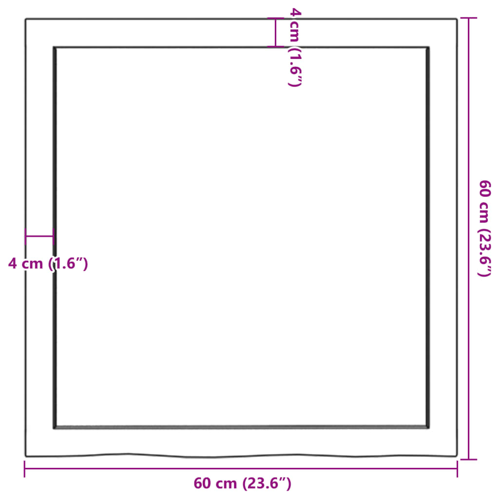 vidaXL Stolní deska 60x60x(2-6) cm neošetřený masivní dubové dřevo