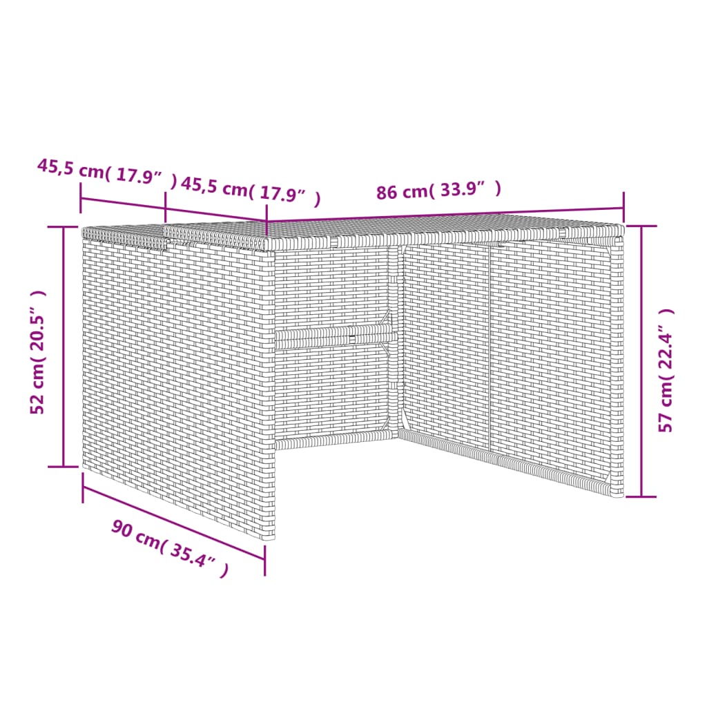 vidaXL Garáž pro robotickou sekačku hnědá 86 x 90 x 52/57 cm polyratan