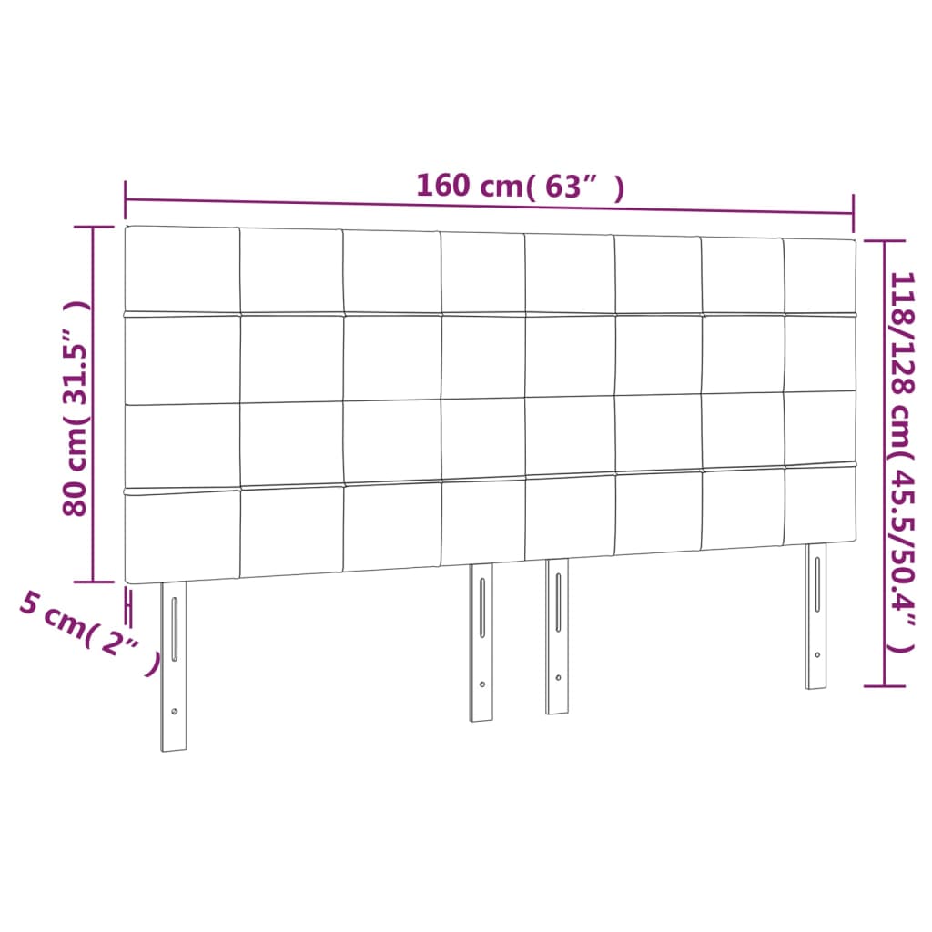 vidaXL Čelo postele s LED taupe 160x5x118/128 cm textil