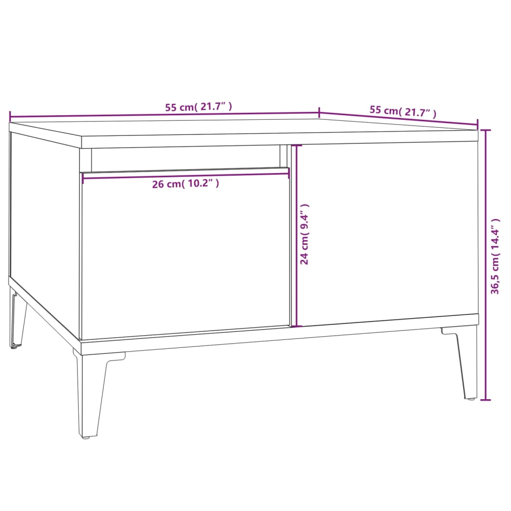 vidaXL Konferenční stolek betonově šedý 55x55x36,5 cm kompozitní dřevo