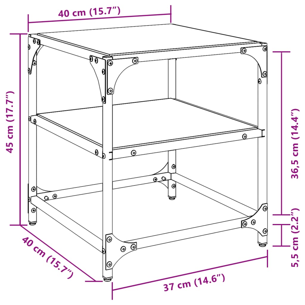 vidaXL Konferenční stolky černá skleněná deska 2 ks 40x40x45 cm ocel