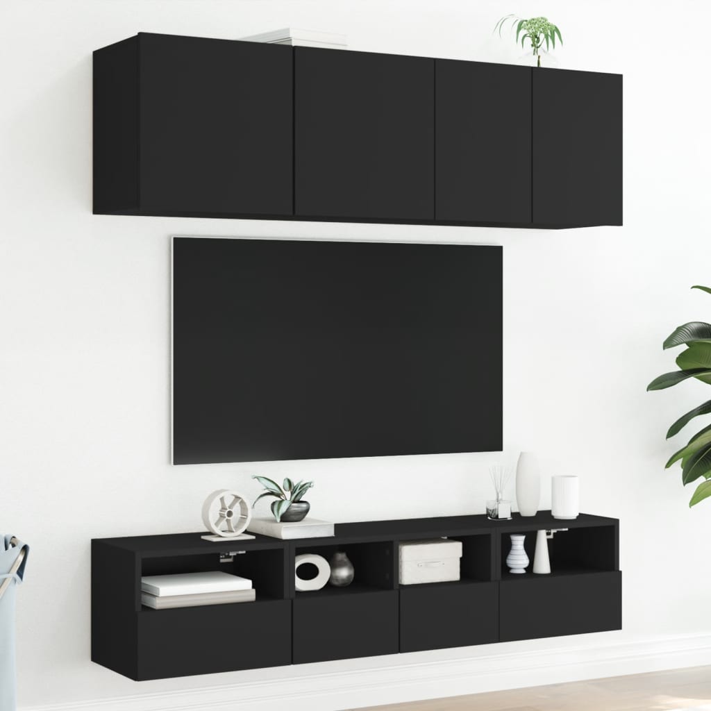 vidaXL Nástěnné TV skříňky 2 ks černé 40 x 30 x 30 cm kompozitní dřevo