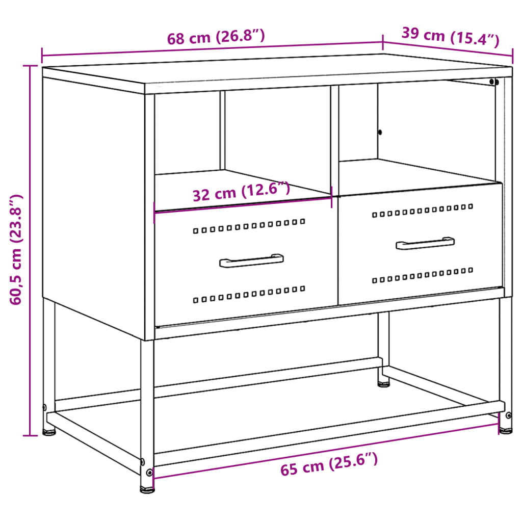 vidaXL TV skříňka růžová 68 x 39 x 60,5 cm ocel