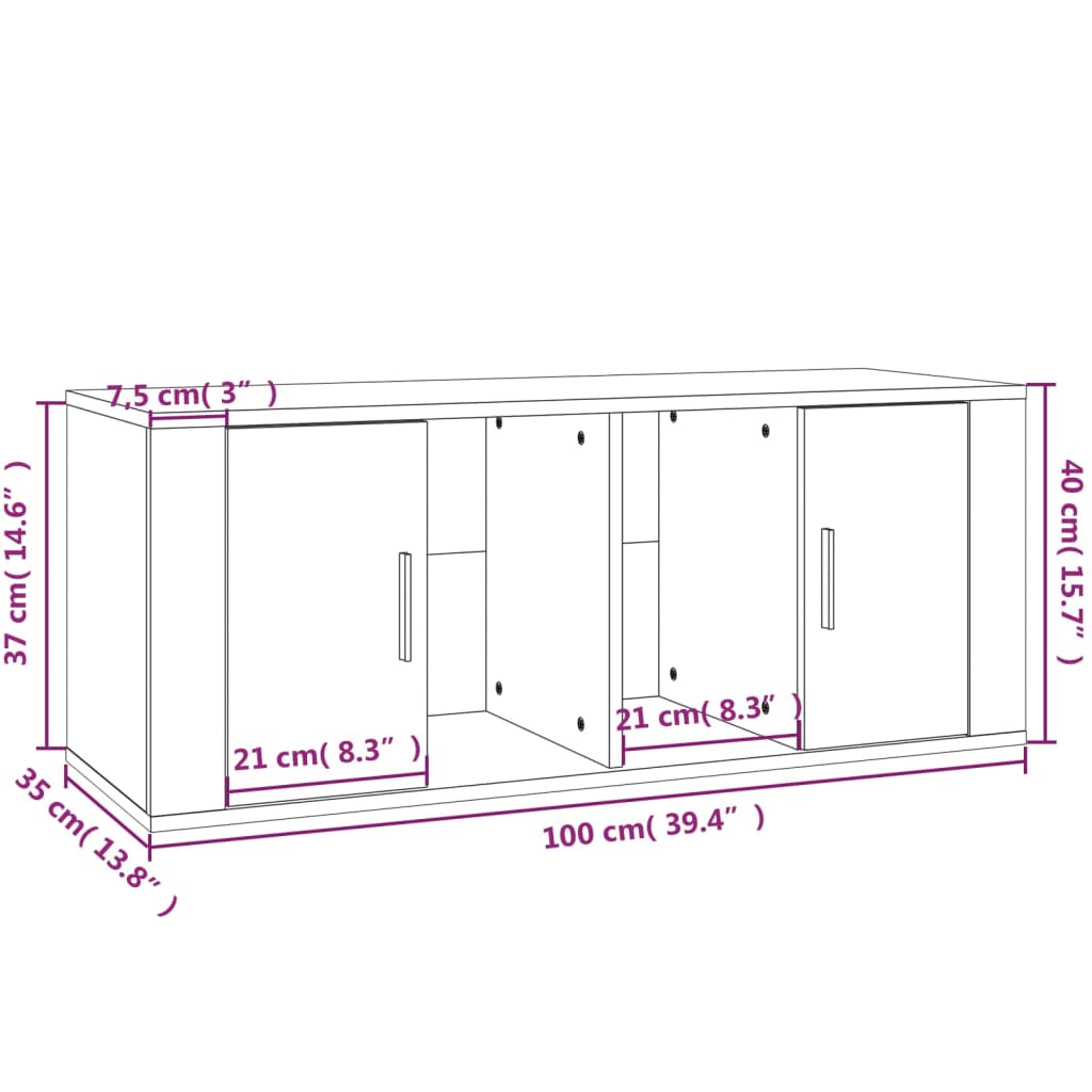 vidaXL TV skříňka šedá sonoma 100 x 35 x 40 cm kompozitní dřevo