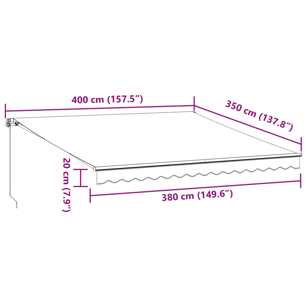 vidaXL Ručně zatahovací markýza antracitová a bílá 400 x 350 cm