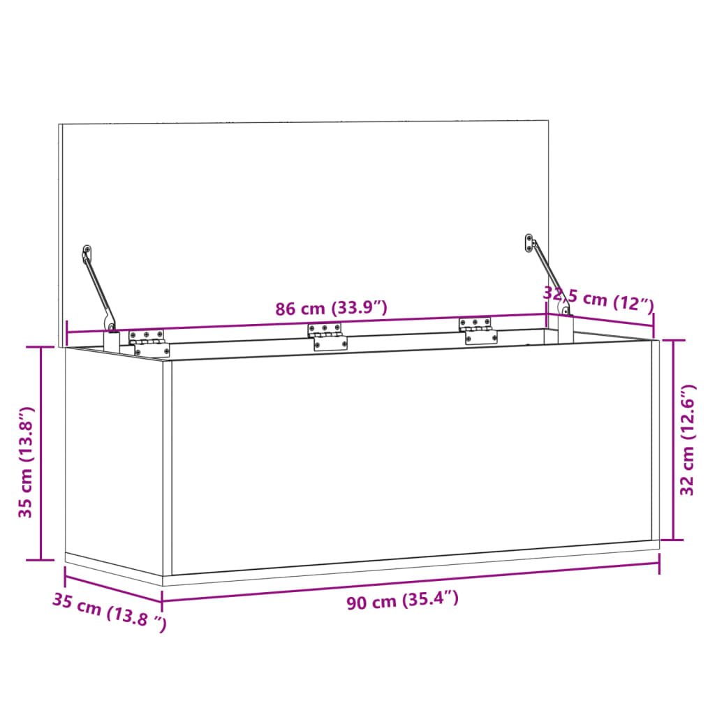 vidaXL Úložný box šedý sonoma 90 x 35 x 35 cm kompozitní dřevo