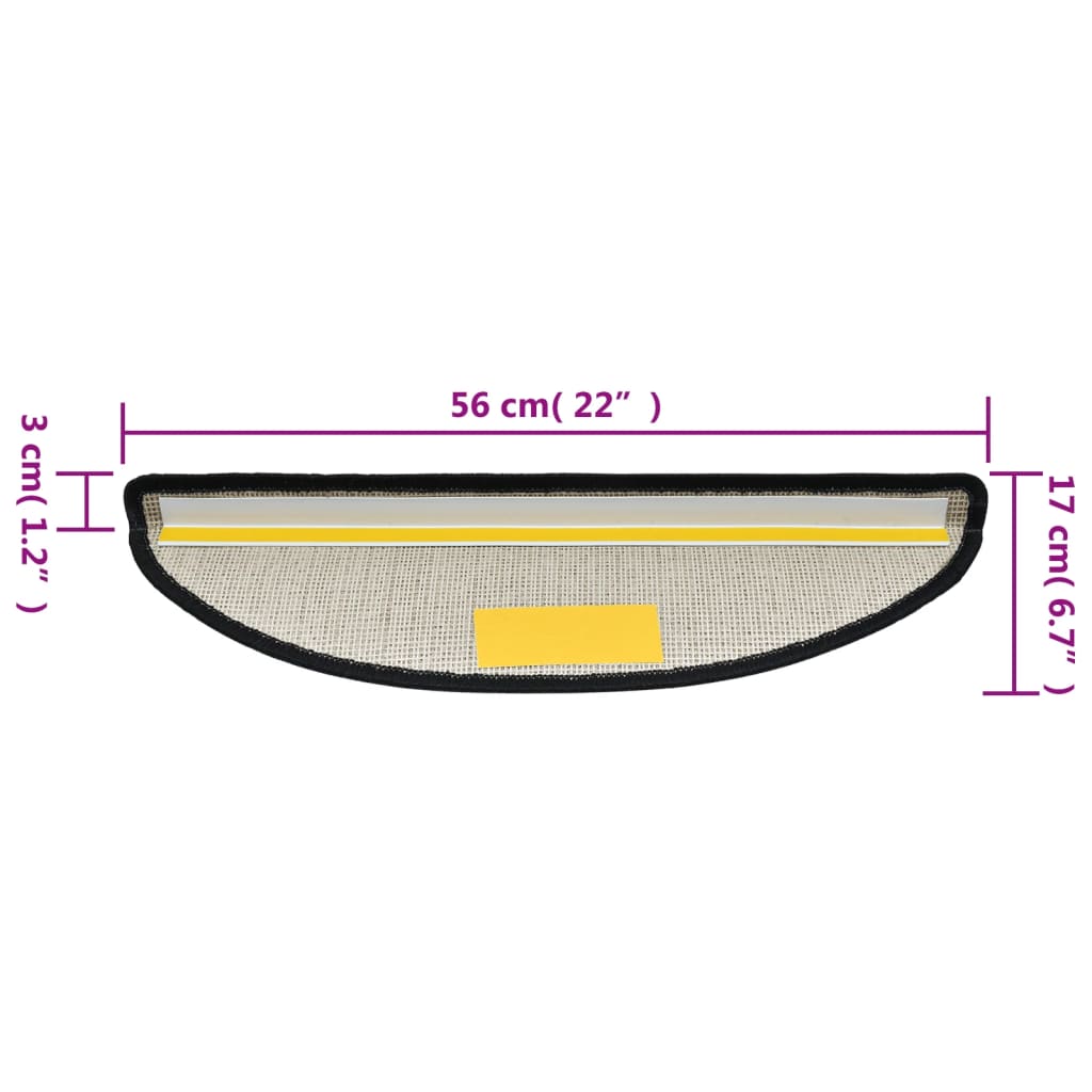 vidaXL 15 ks Nášlapy na schody antracitové 56 x 17 x 3 cm