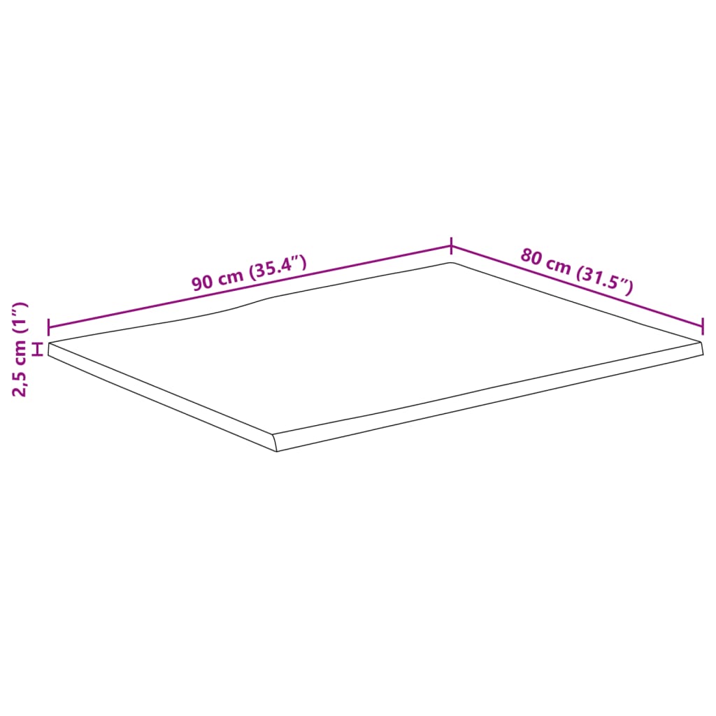 vidaXL Stolní deska živá hrana 90x80x2,5 cm masivní hrubý mangovník