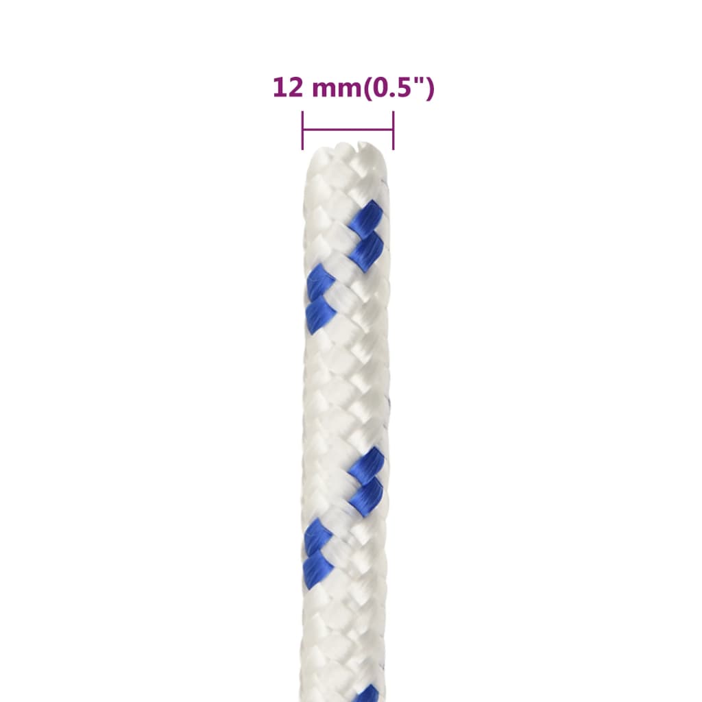 vidaXL Lodní lano bílé 12 mm 100 m polypropylen