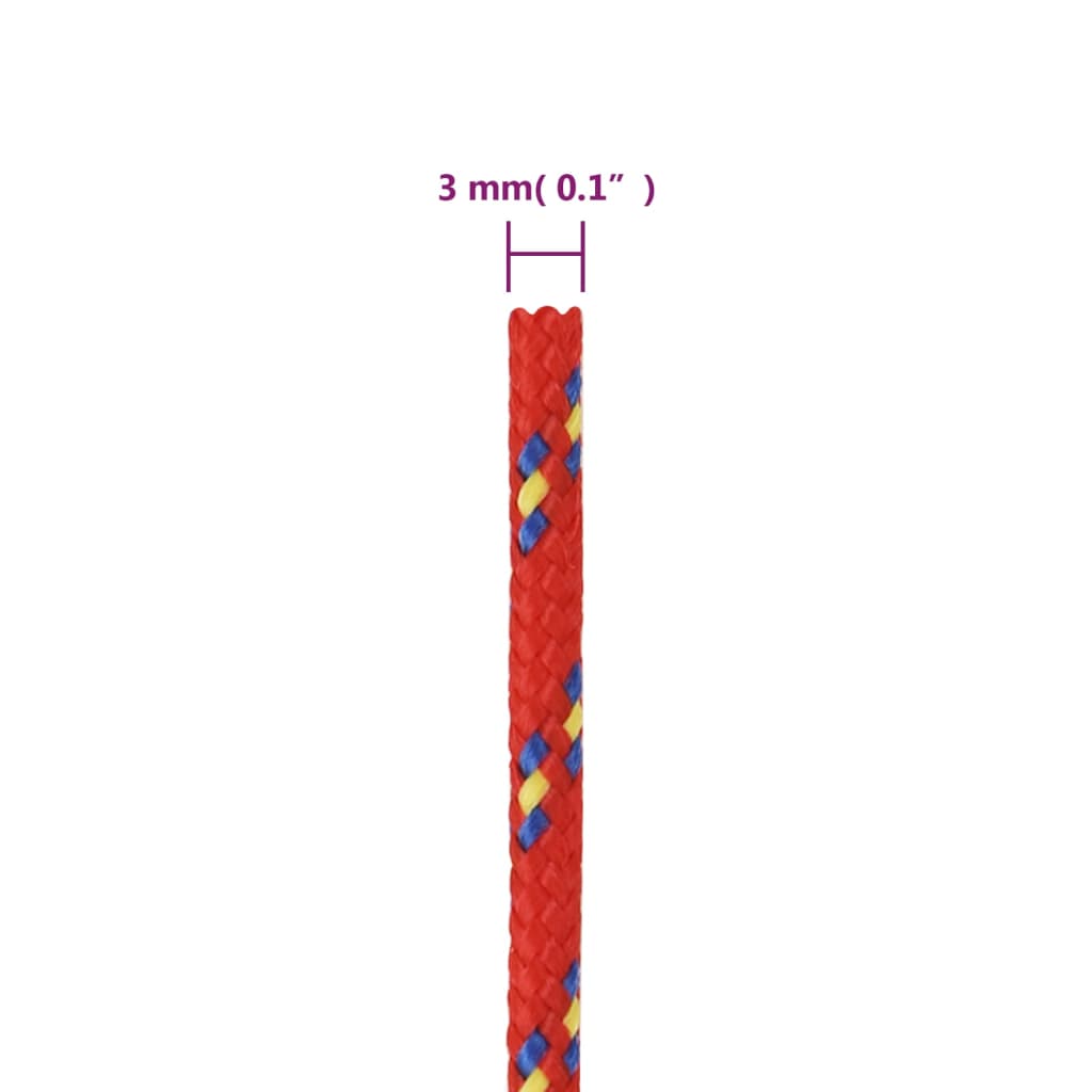 vidaXL Lodní lano červené 3 mm 250 m polypropylen