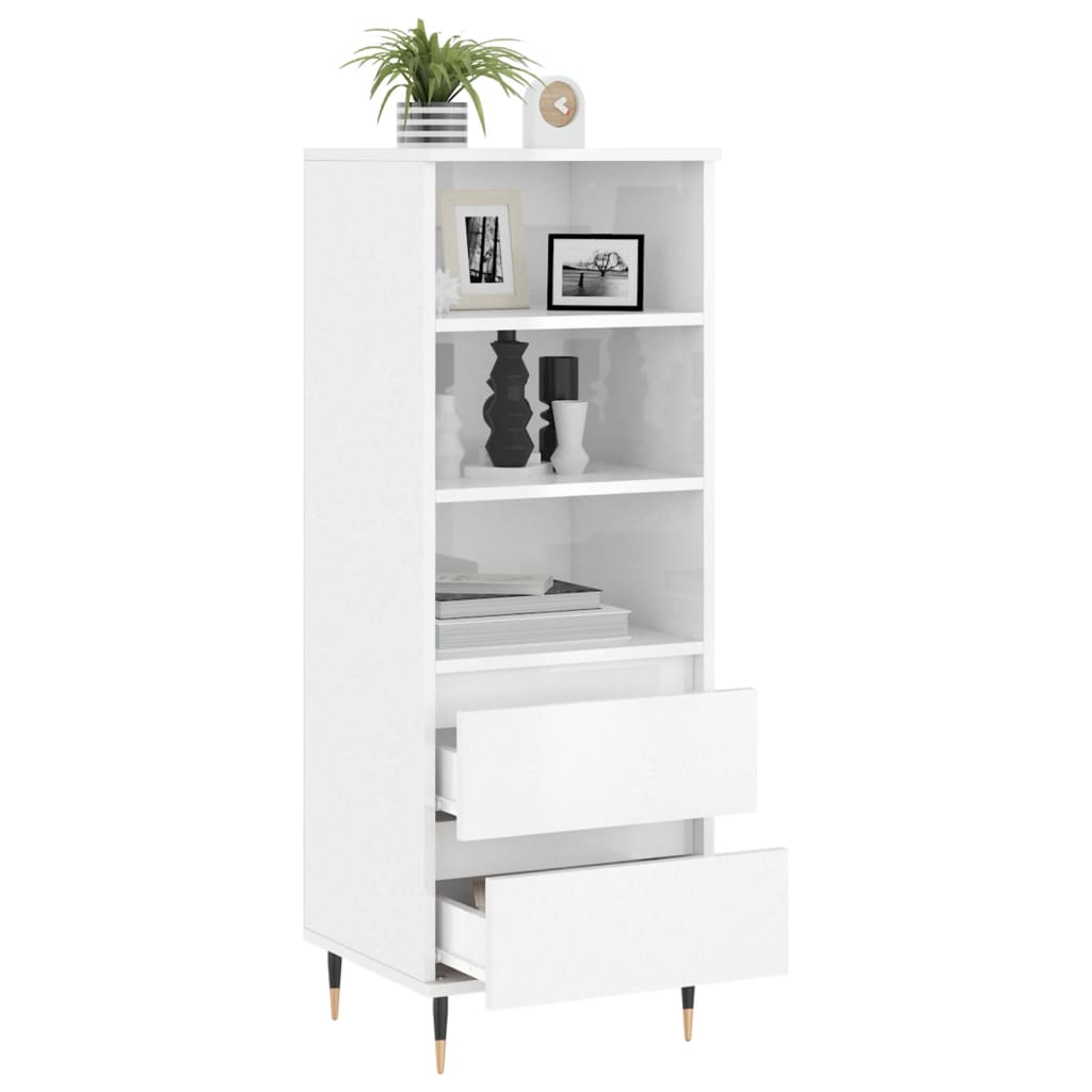 vidaXL Skříň highboard bílá s vysokým leskem 40 x 36 x 110 cm kompozit