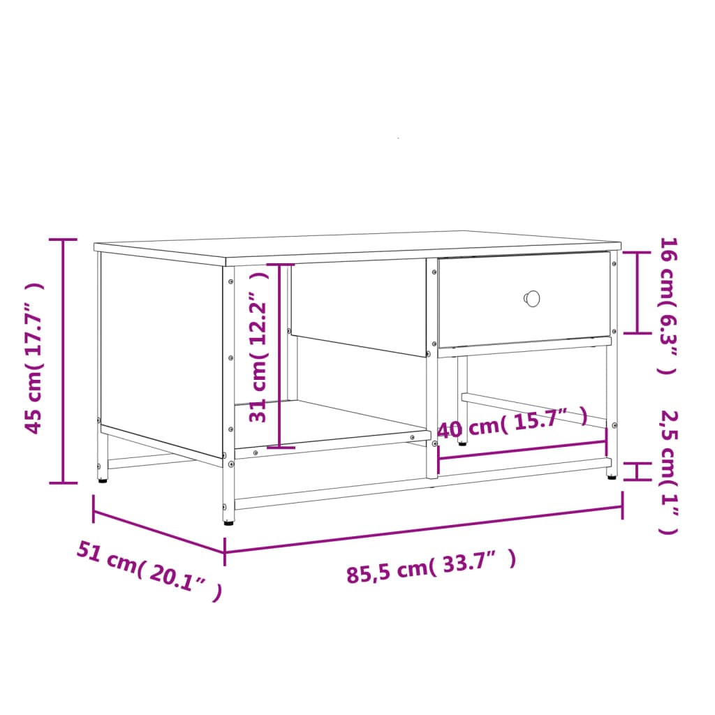 vidaXL Konferenční stolek černý 85,5 x 51 x 45 cm kompozitní dřevo