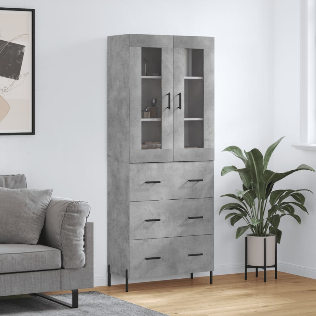 vidaXL Skříň highboard betonově šedá 69,5x34x180 cm kompozitní dřevo