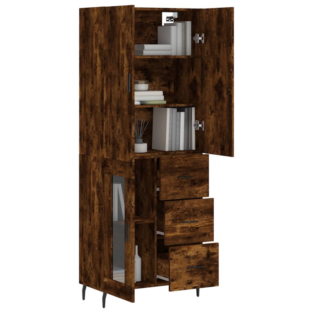 vidaXL Skříň highboard kouřový dub 69,5 x 34 x 180 cm kompozitní dřevo