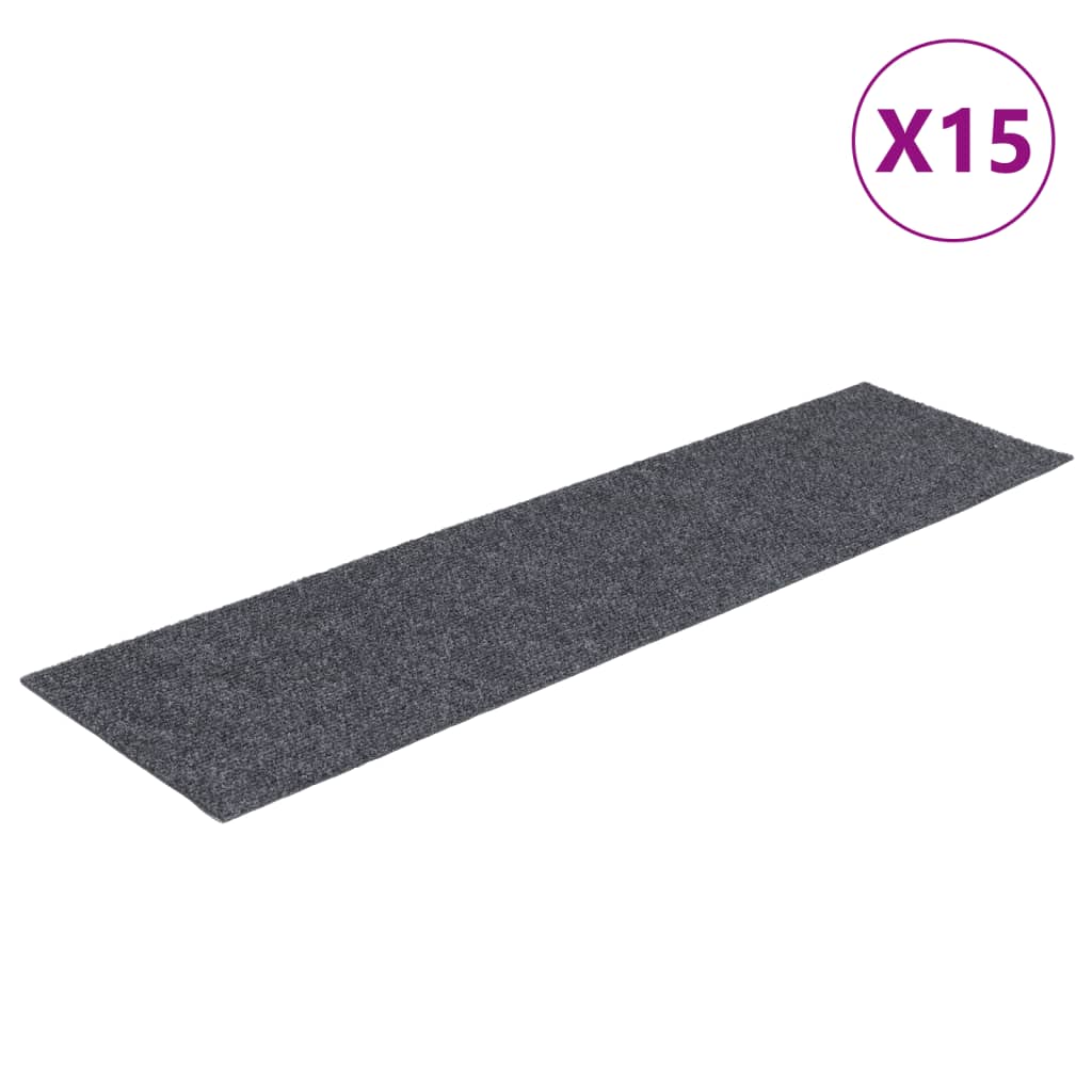 vidaXL Samolepící nášlapy na schody obdélník 15 ks 76x20cm světle šedé