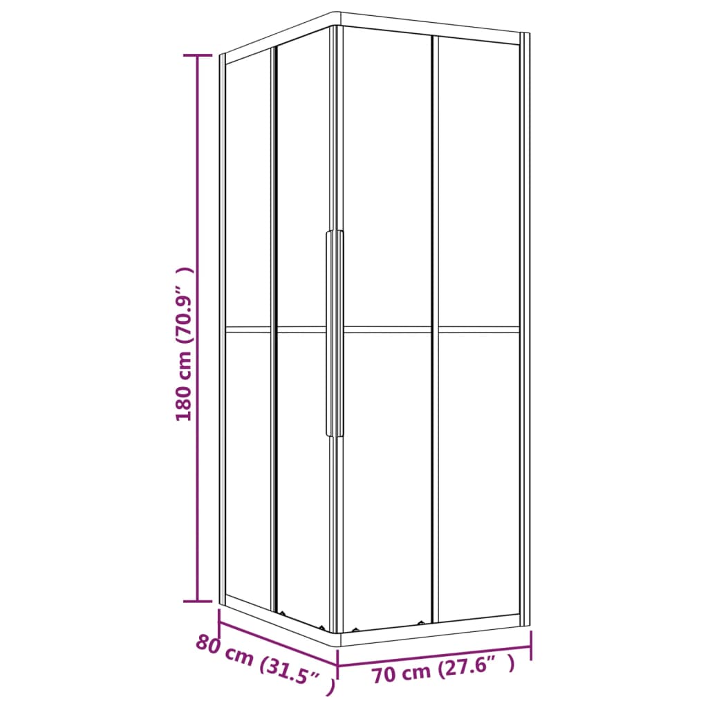 vidaXL Sprchový kout mléčné ESG 80 x 70 x 180 cm černý