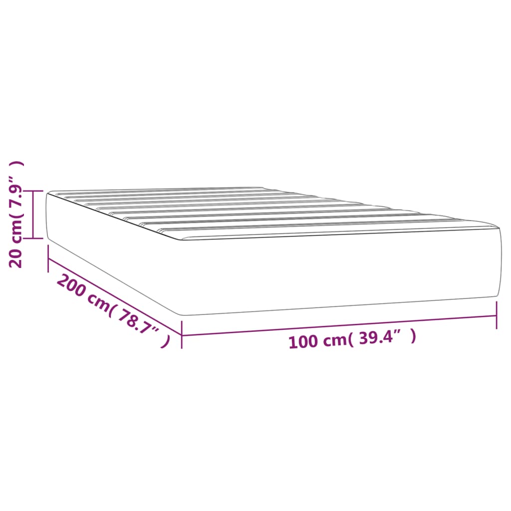 vidaXL Taštičková matrace krémová 100 x 200 x 20 cm umělá kůže