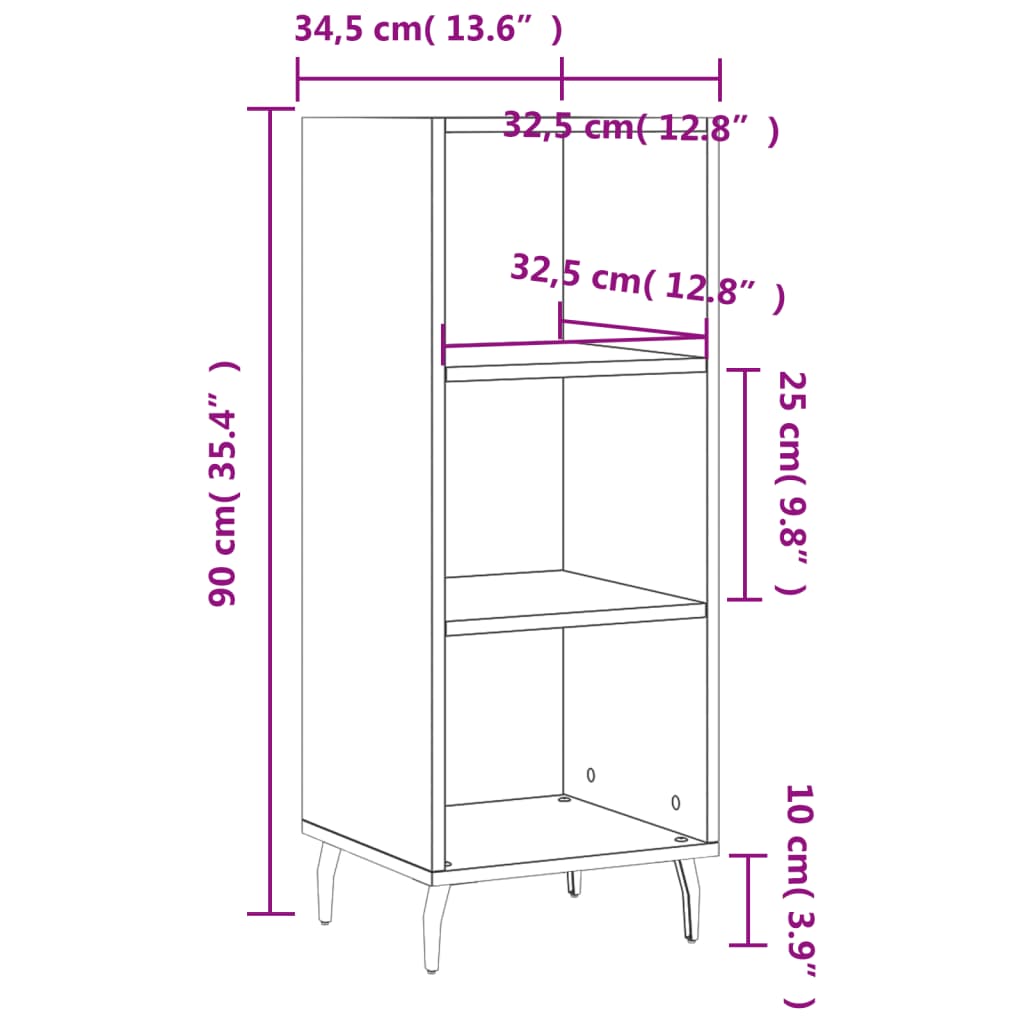 vidaXL Příborník dub sonoma 34,5 x 32,5 x 90 cm kompozitní dřevo