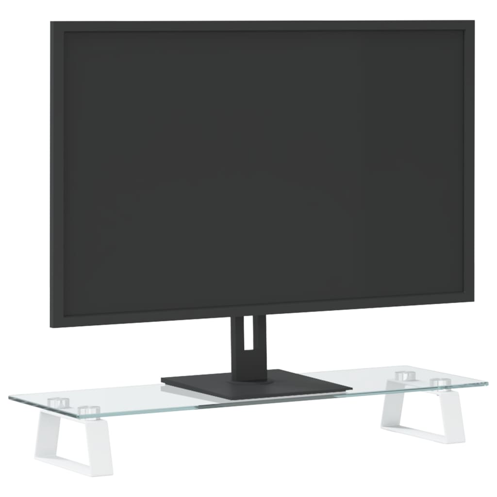 vidaXL Stojan na monitor bílý 60 x 20 x 8 cm tvrzené sklo a kov