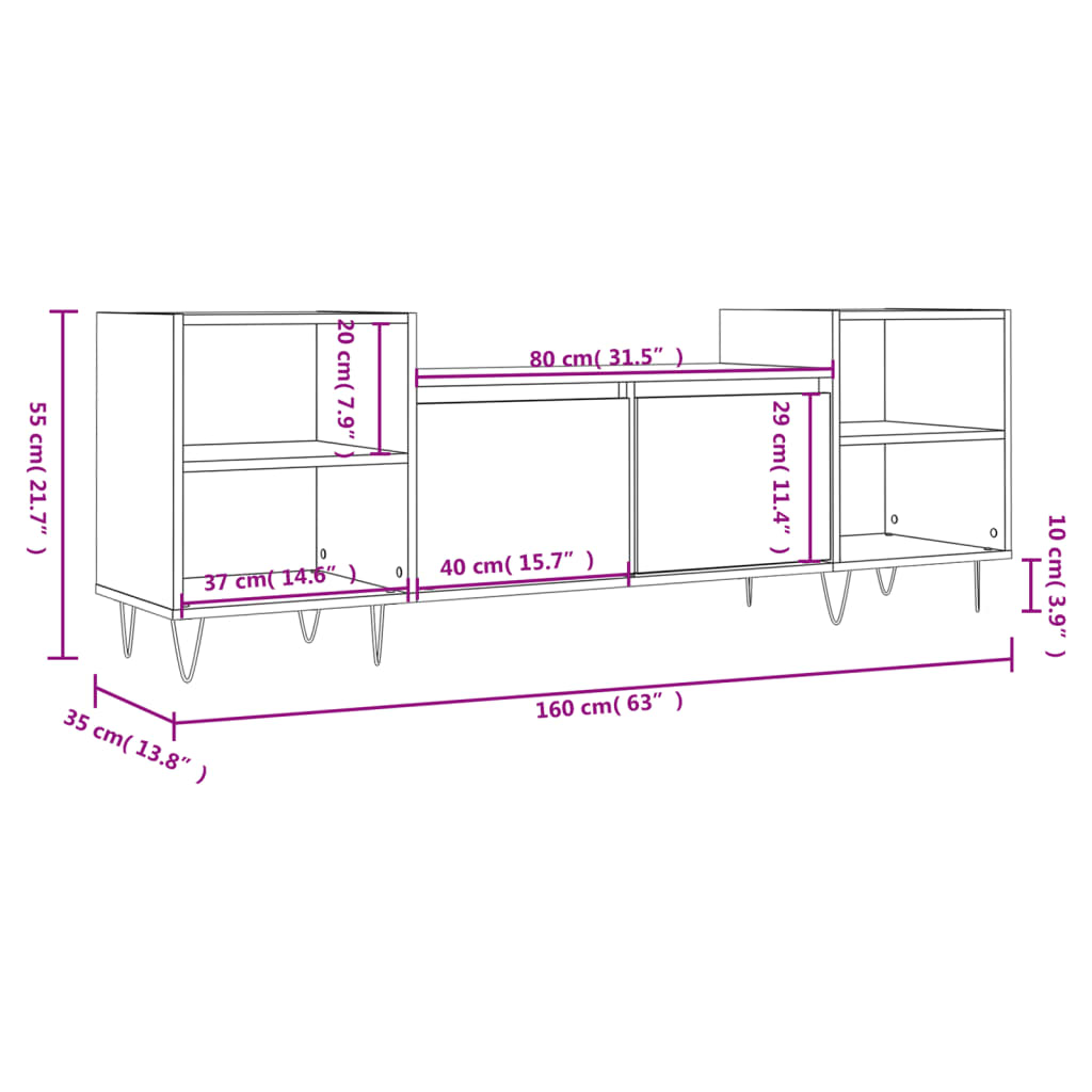 vidaXL TV skříňka dub sonoma 160x35x55 cm kompozitní dřevo