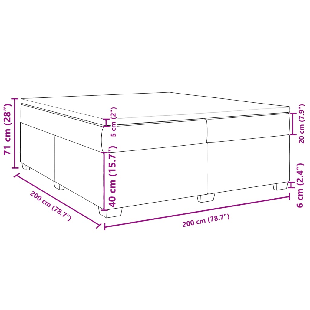 vidaXL Box spring postel s matrací tmavě zelená 200x200 cm samet