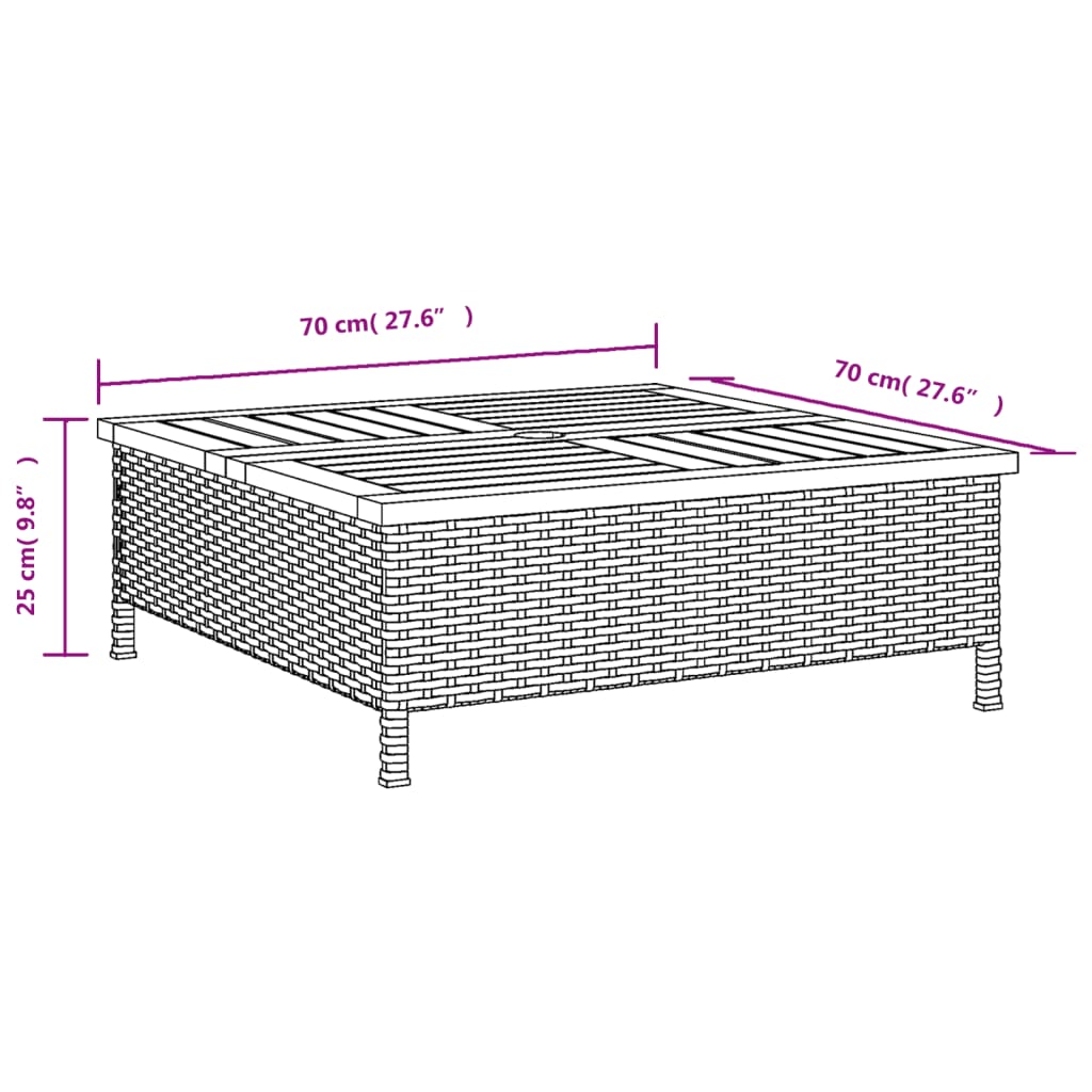 vidaXL Kryt na stojan slunečníku béžový 70x70x25 cm polyratan a akácie