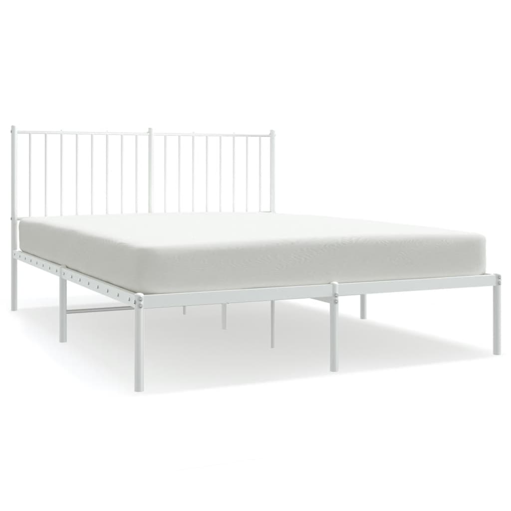 vidaXL Kovový rám postele s čelem bílý 135 x 190 cm