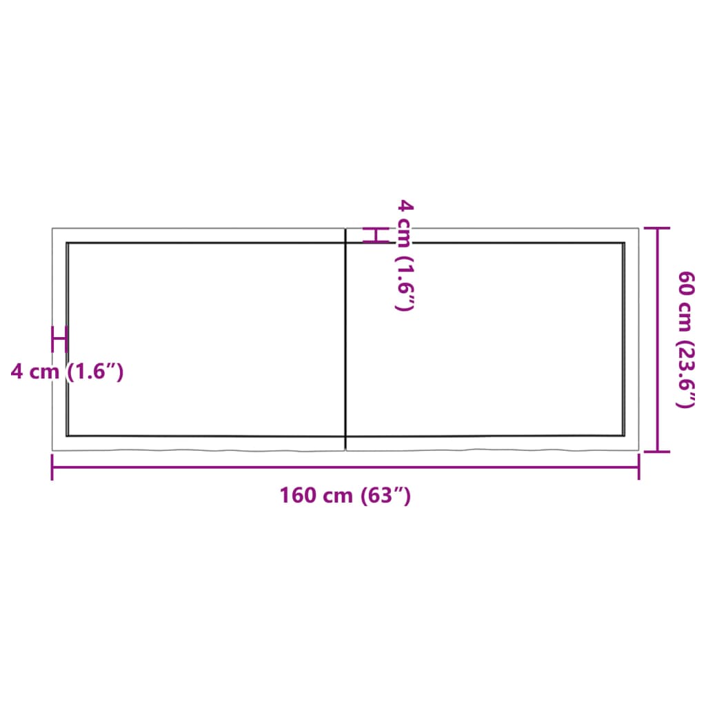 vidaXL Nástěnná police tmavě hnědá 160x60x(2-6)cm ošetřený masivní dub