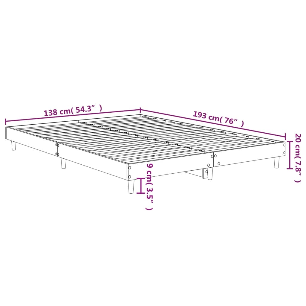 vidaXL Rám postele dub sonoma 135 x 190 cm kompozitní dřevo