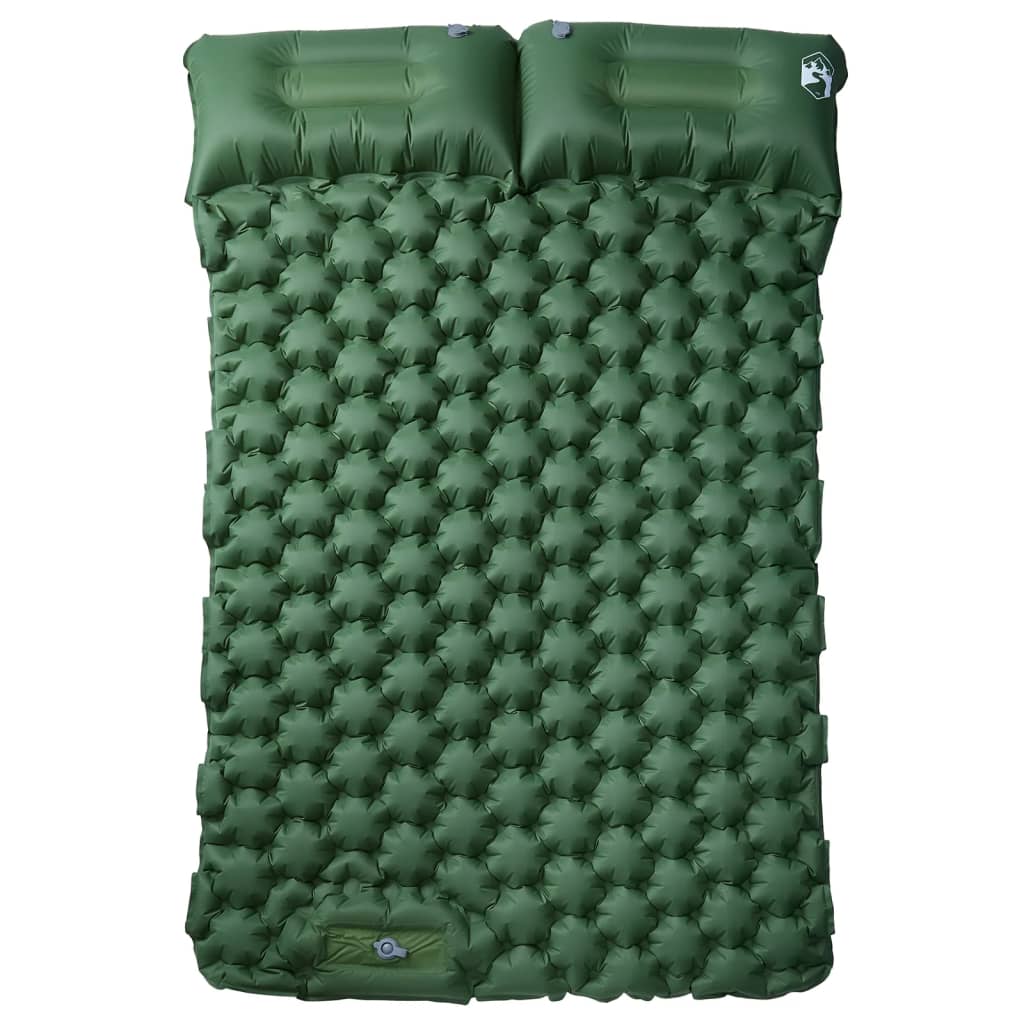 vidaXL Samonafukovací kempingová matrace s polštáři 2 osoby zelená