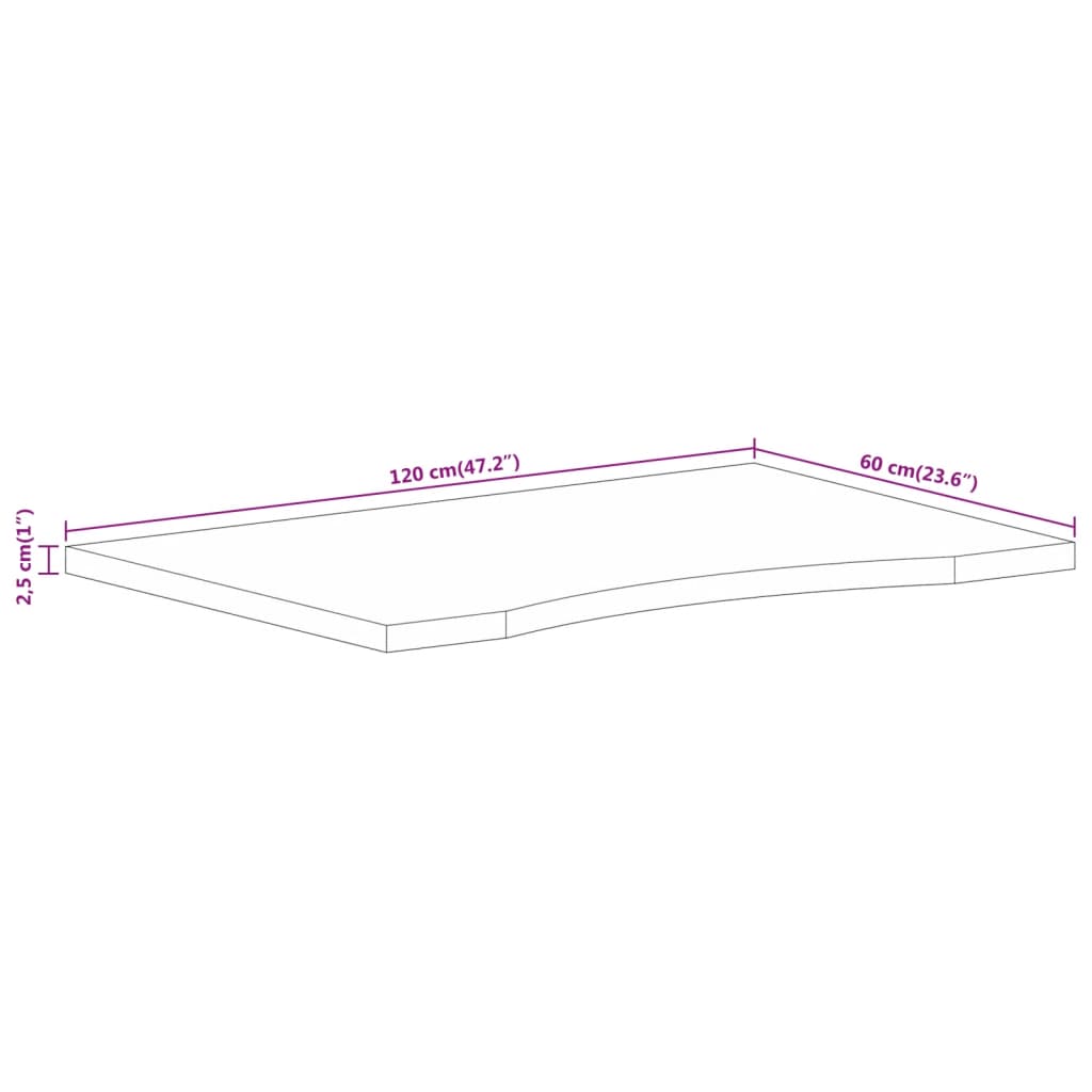 vidaXL Stolní deska s výřezem 120x60x2,5 cm masivní hrubý mangovník