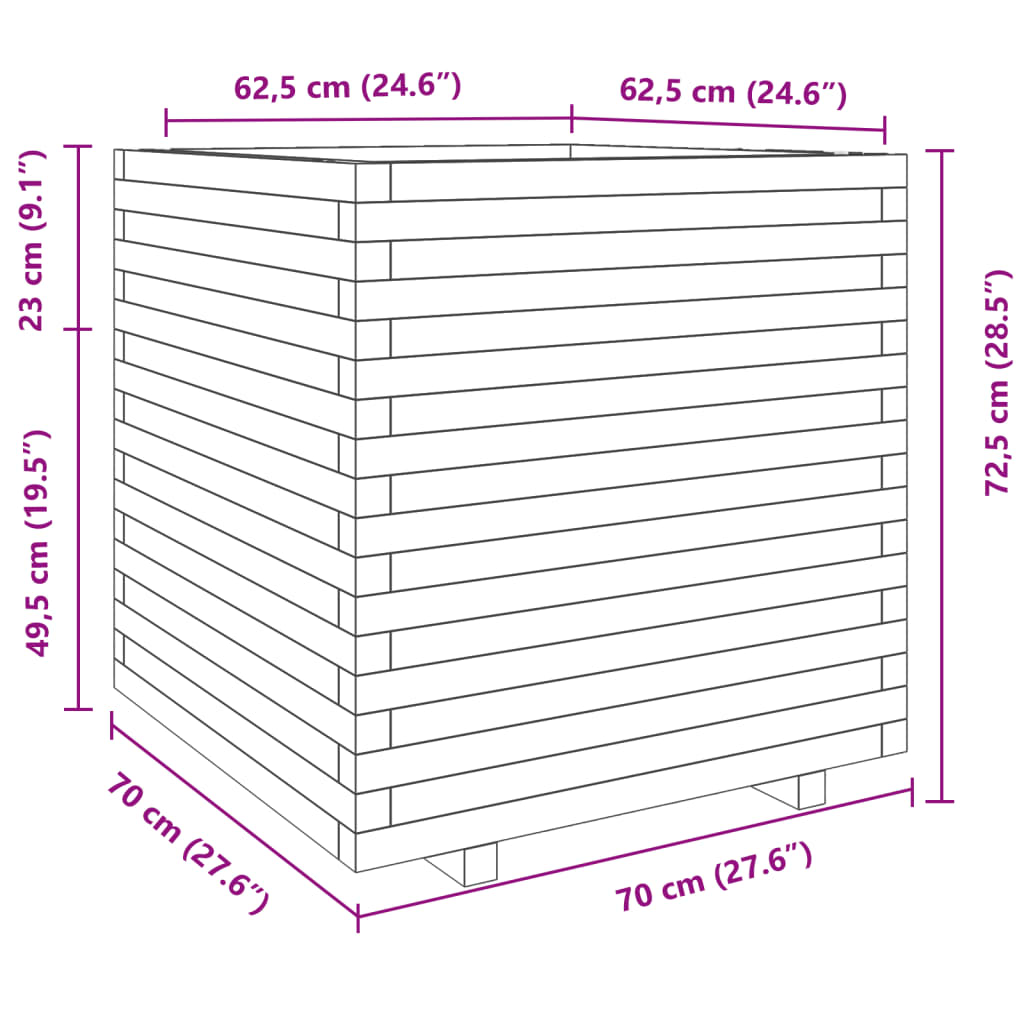 vidaXL Zahradní truhlík 70 x 70 x 72,5 cm impregnované borové dřevo