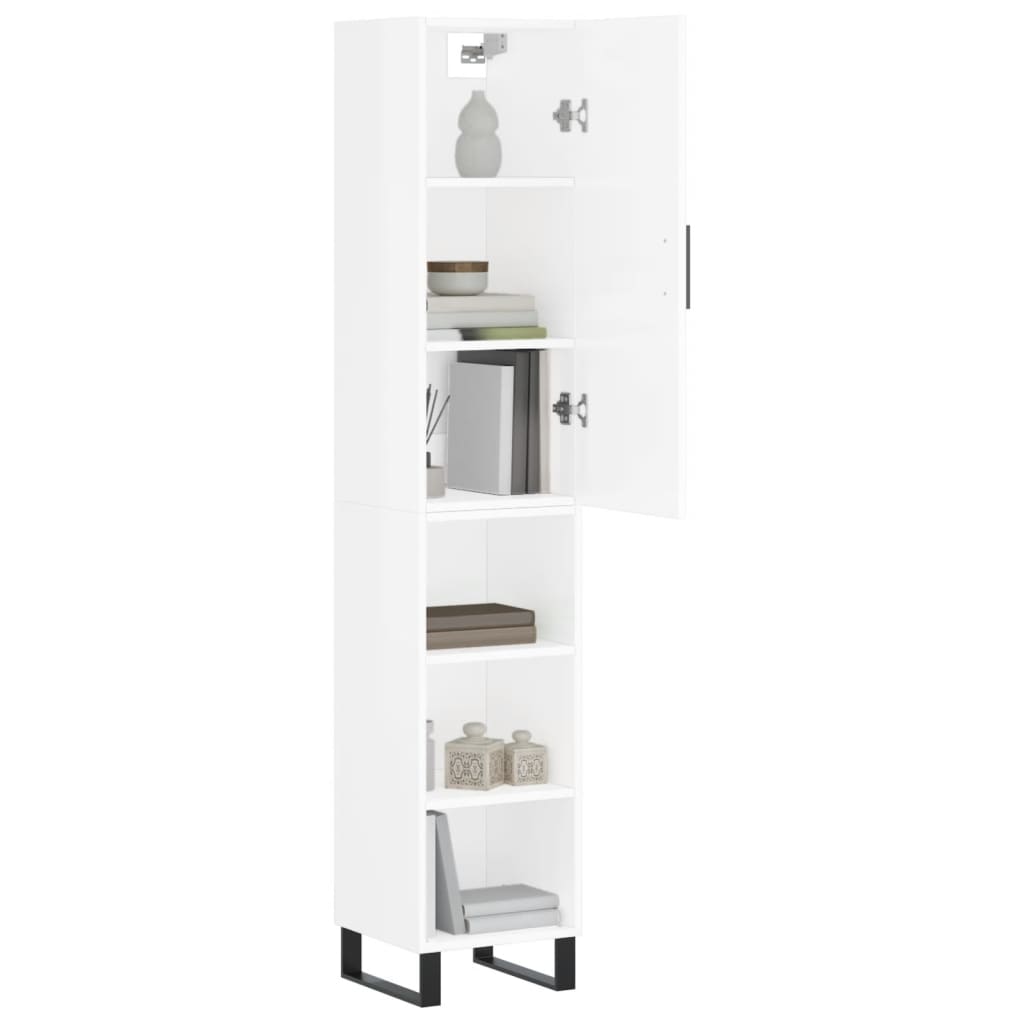 vidaXL Skříň highboard bílá s vysokým leskem 34,5x34x180 cm kompozit