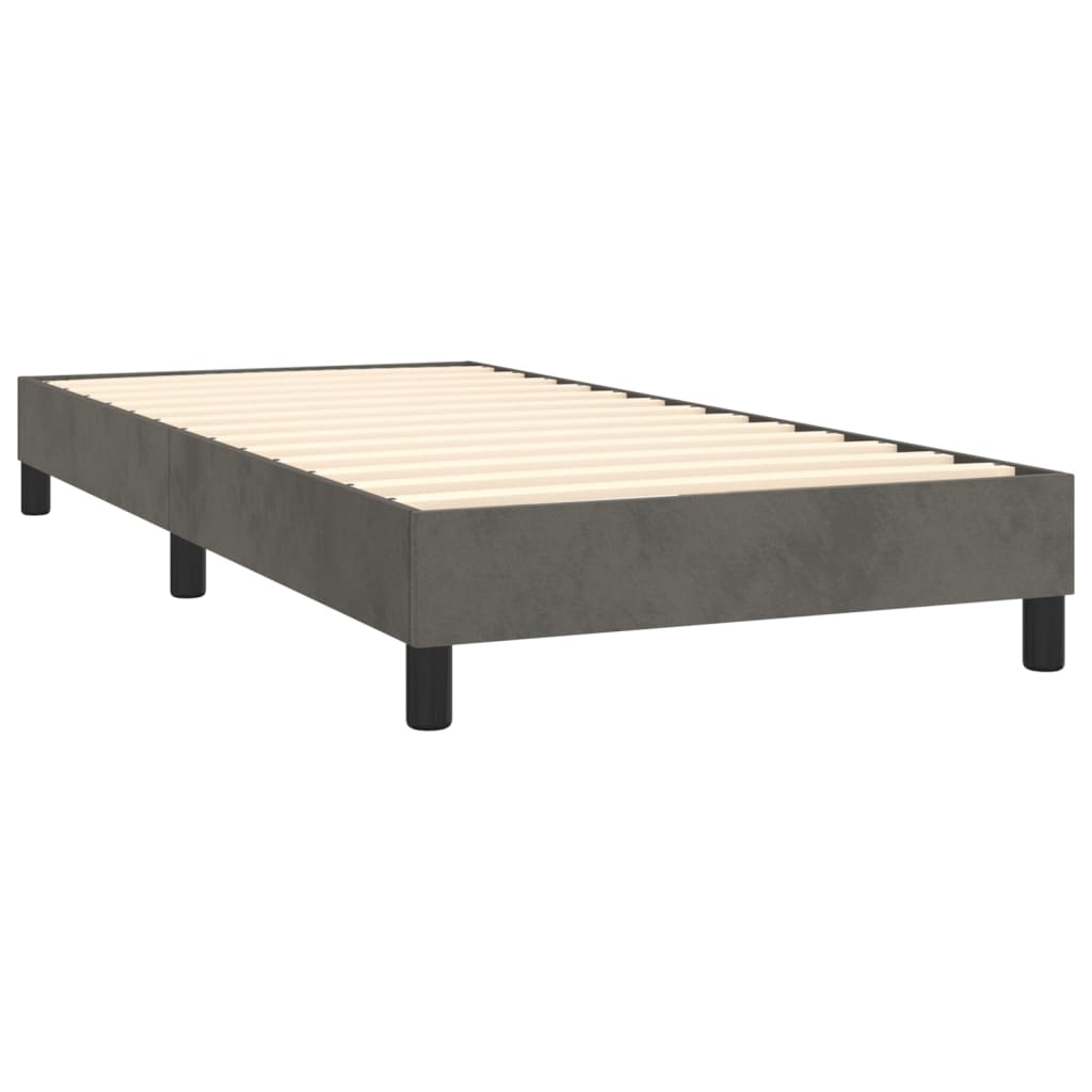 vidaXL Box spring postel s matrací a LED tmavě šedá 90x190 cm samet